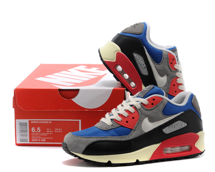 Nike Air Max 90 Blue Grey Red White For Women