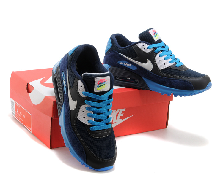 Nike Air Max 90 Dark Blue Black Mens Shoes - Click Image to Close