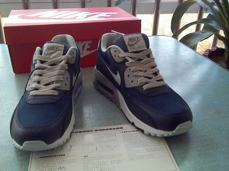 Nike Air Max 90 Dark Blue Grey White Mens Shoes - Click Image to Close