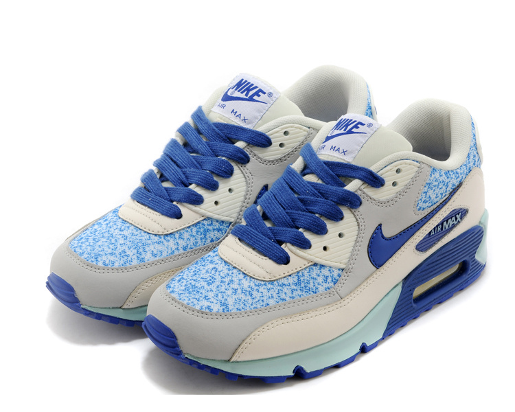 Nike Air Max 90 Grey Blue Women Shoes - Click Image to Close