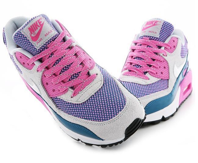 Nike Air Max 90 Grey Pink Blue Silver For Women