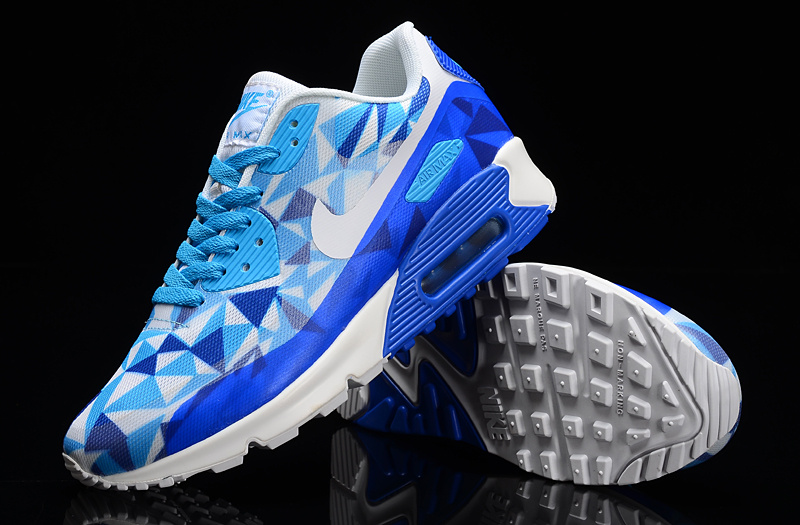 Nike Air Max 90 Hyperfuse Blue Grey White Shoes - Click Image to Close