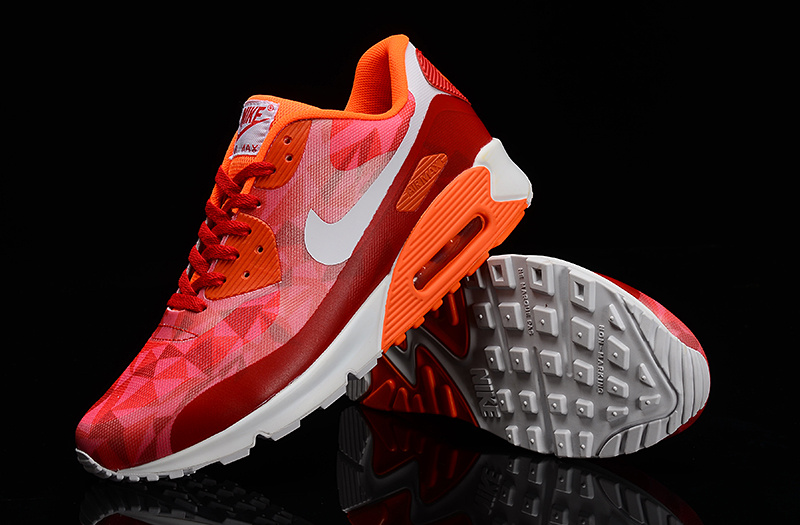 Nike Air Max 90 Hyperfuse Wine Red Orange White Shoes - Click Image to Close