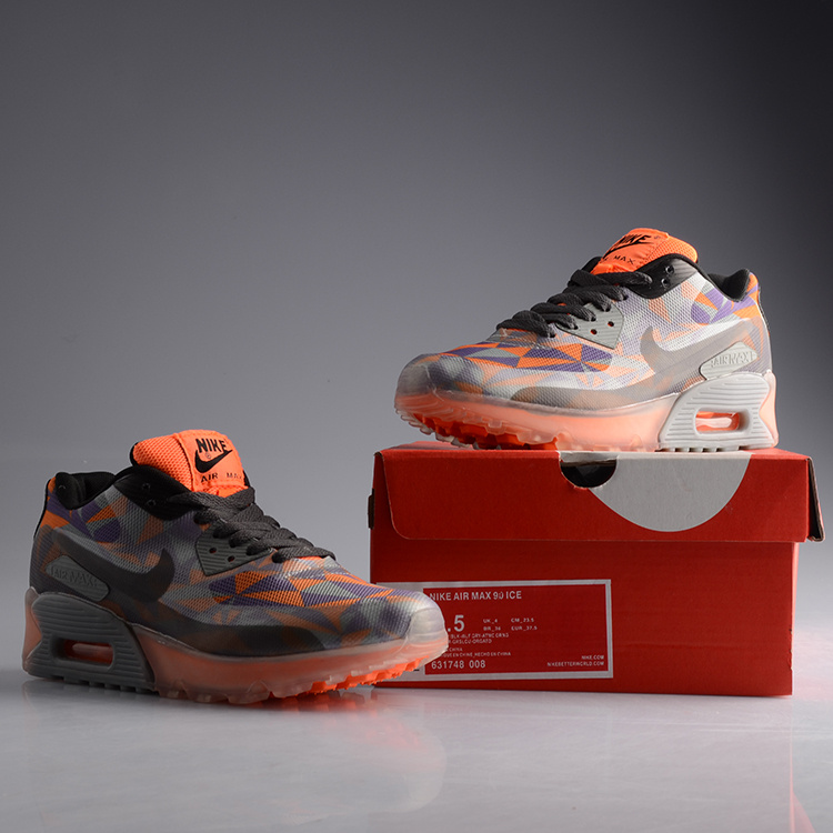 Nike Air Max 90 Jelly Grey Black Orange Women Shoes - Click Image to Close