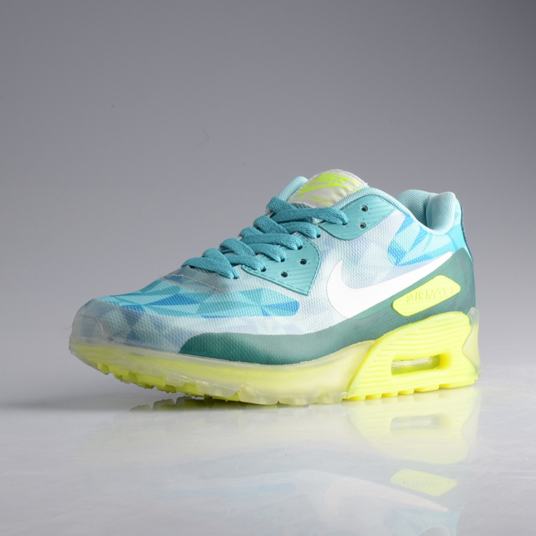 Nike Air Max 90 Jelly Sky Blue Fluorscent Green Women Shoes - Click Image to Close