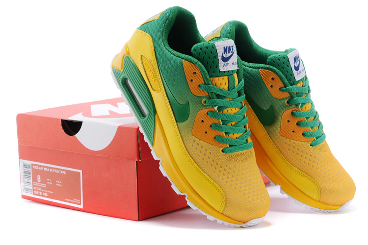 Nike Air Max 90 Knit Yellow Green White Shoes - Click Image to Close