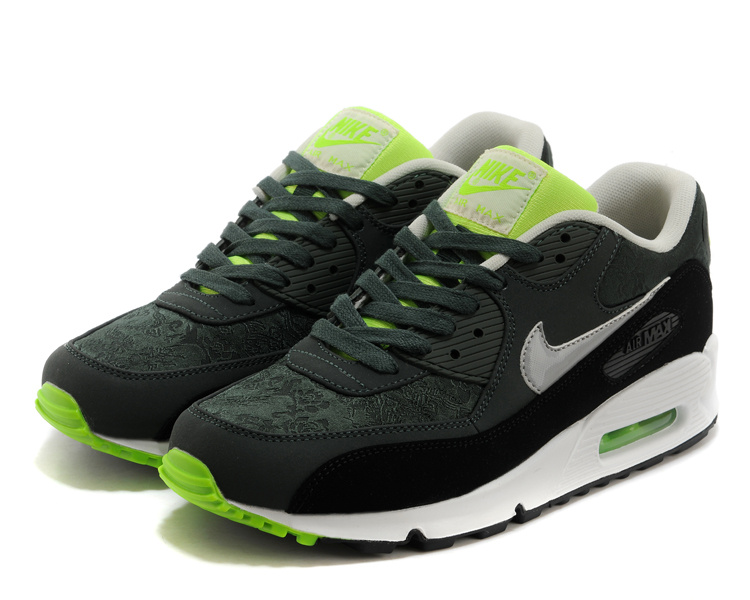 Nike Air Max 90 Men Black White Green Shoes - Click Image to Close