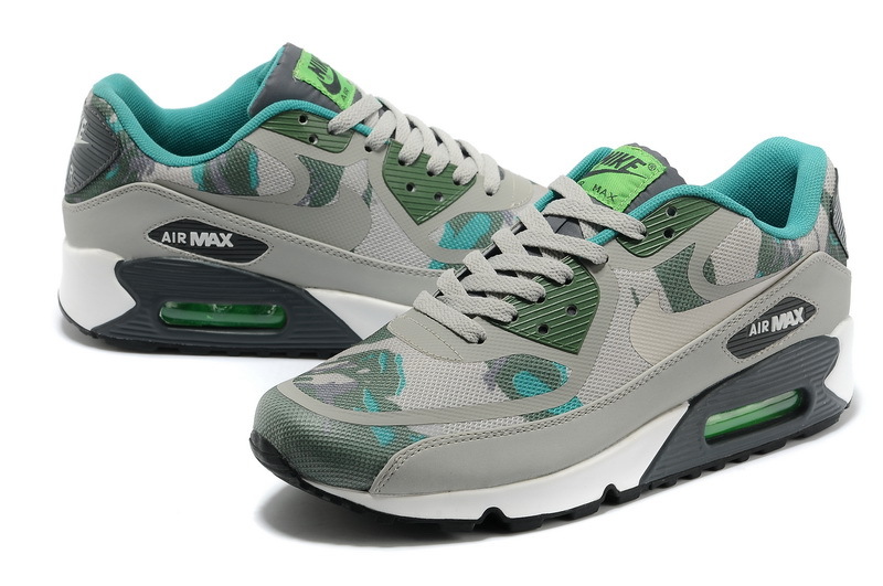 Women Nike Air Max 90 PREM TAPE Grey Army Blue Shoes - Click Image to Close