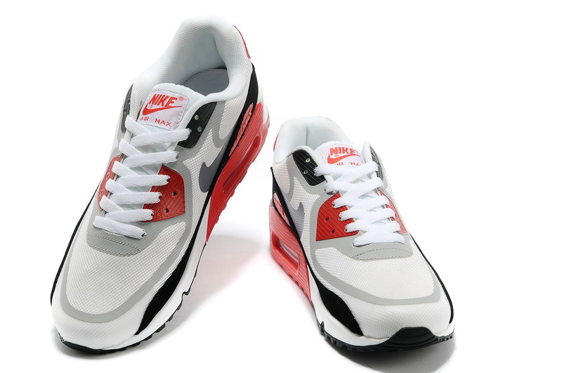 Nike Air Max 90 PREM TAPE White Black Red Shoes - Click Image to Close