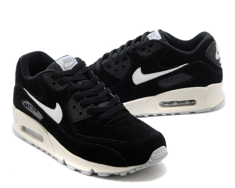 Nike Air Max 90 Suede Black White Shoes - Click Image to Close