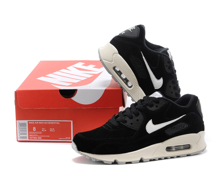 Nike Air Max 90 Suede Black White Shoes - Click Image to Close