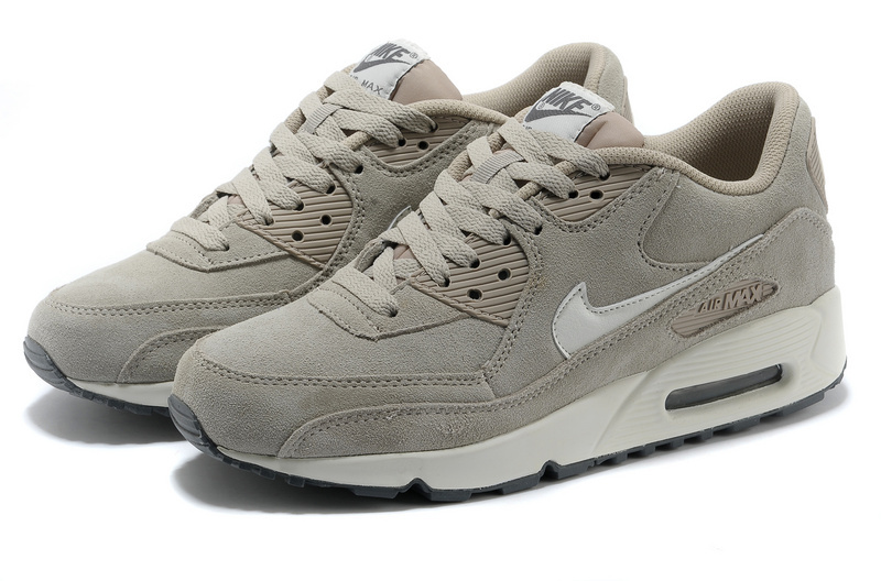 Nike Air Max 90 Suede Light Grey Shoes - Click Image to Close