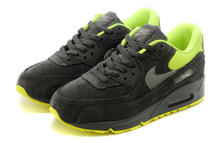 Nike Air Max 90 Suede Wool Black Green Shoes - Click Image to Close