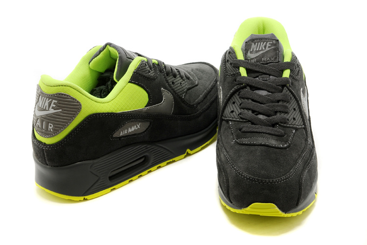 Nike Air Max 90 Suede Wool Dark Black Green Shoes - Click Image to Close