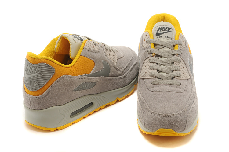 Nike Air Max 90 Suede Wool Grey Yellow Shoes