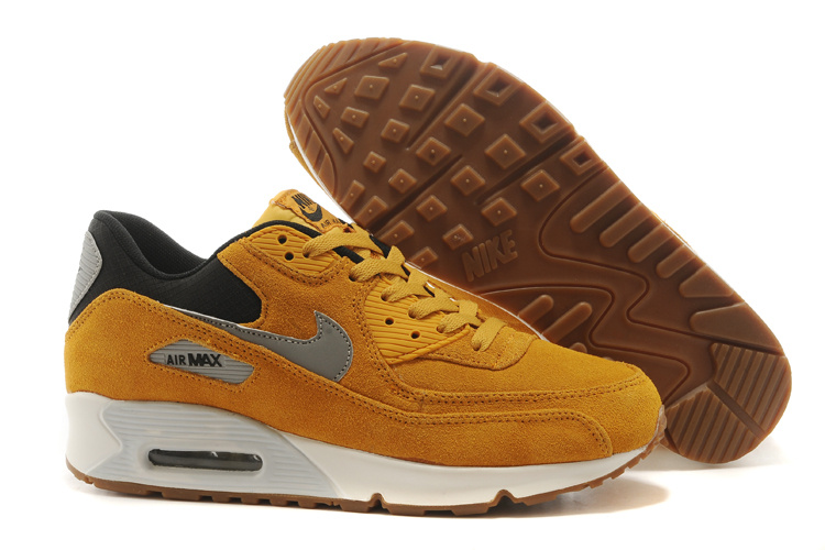 Nike Air Max 90 Suede Wool Yellow White Shoes - Click Image to Close