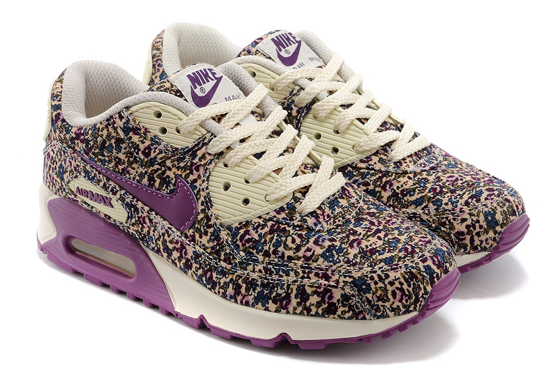 Nike Air Max 90 Womens Shoes Shivering Print Purple White - Click Image to Close