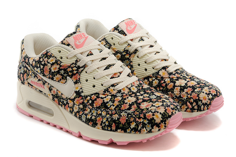 Nike Air Max 90 Womens Shoes Shivering Print White Pink - Click Image to Close