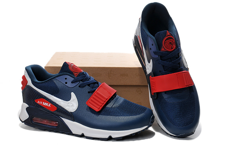 Nike Air Max 90 Yeezy Blue Red White Shoes - Click Image to Close