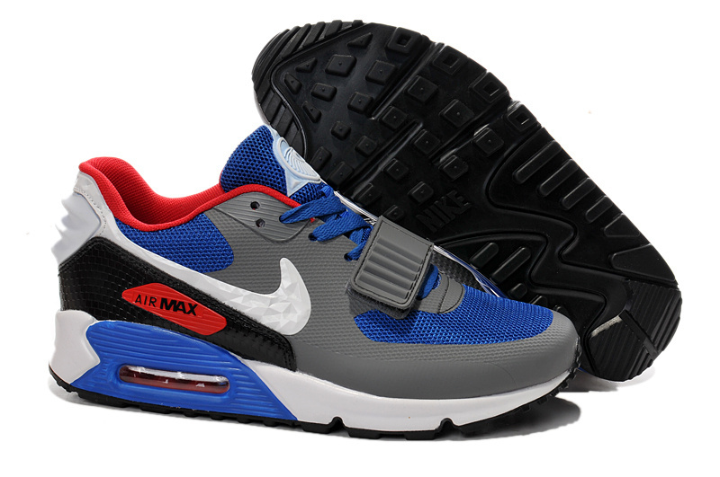 Nike Air Max 90 Yeezy Grey Blue Red Shoes - Click Image to Close