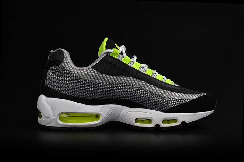 2017 Nike Air Max 95 Jacquard Black White Green Running Shoes - Click Image to Close