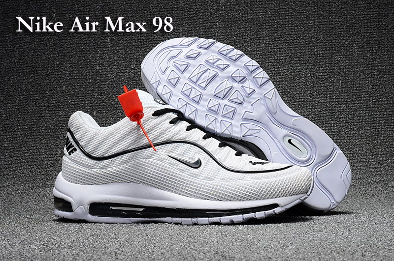 Nike Air Max 98 White Black Shoes - Click Image to Close
