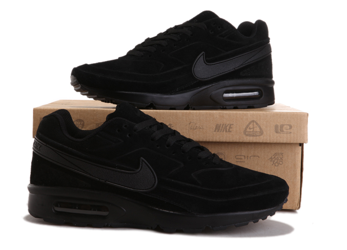 Nike Air Max BW Leather All Black Shoes - Click Image to Close