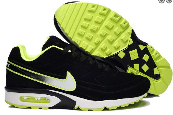 Nike Air Max BW Suede Black Fluorscent Green Shoes - Click Image to Close
