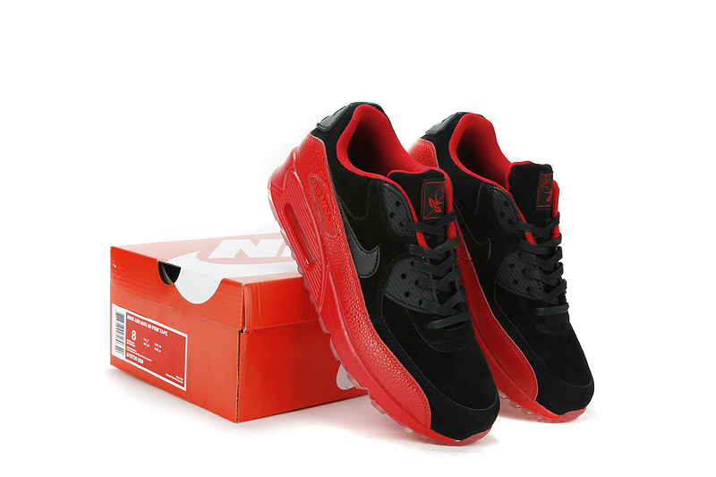 Nike Air Max Lunar 90 Black Red Shoes - Click Image to Close