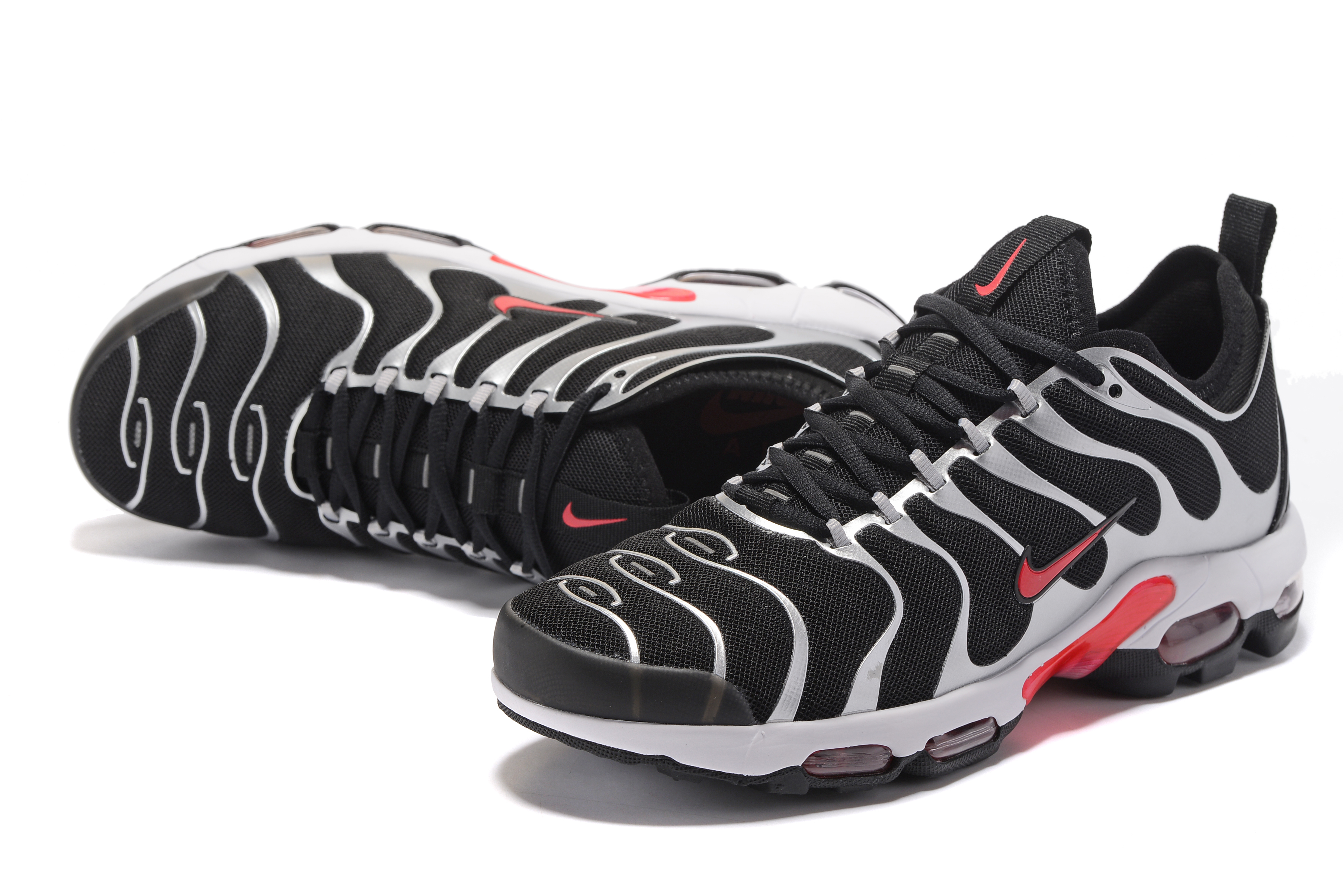 Nike Air Max Plus TN Black Silver Red Shoes - Click Image to Close