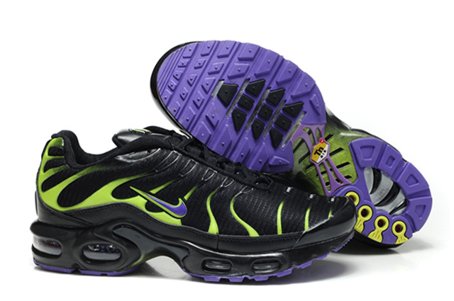 Nike Air Max TN Shoes Black Green Purple Logo - Click Image to Close