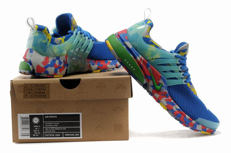 New Nike Air Presto 1 Camo Blue Red Green Sport Shoes - Click Image to Close