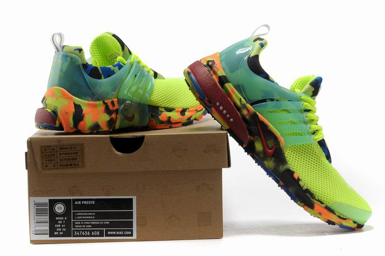 New Nike Air Presto 1 Camo Volt Green Orange Sport Shoes