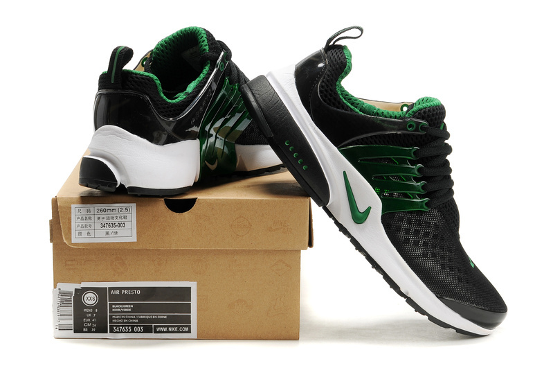 New Nike Air Presto 2 Carve Black Green White Sport Shoes With Big Holes - Click Image to Close