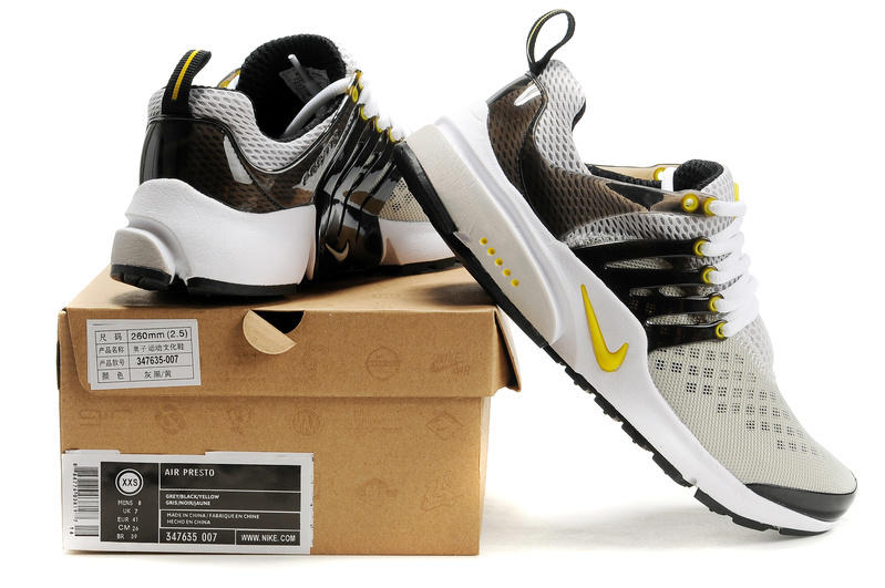 New Nike Air Presto 2 Carve Grey Black Yellow White Sport Shoes With Big Holes