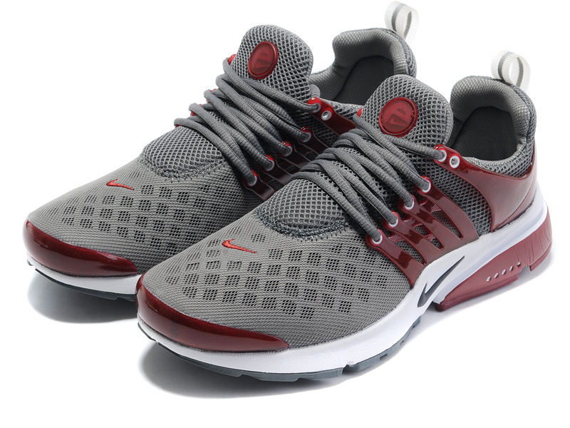 New Nike Air Presto 2 Carve Grey Wine Red White Sport Shoes With Big Holes - Click Image to Close