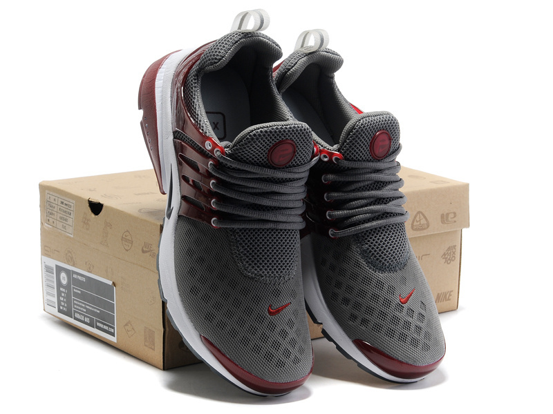 New Nike Air Presto 2 Carve Grey Wine Red White Sport Shoes With Big Holes - Click Image to Close