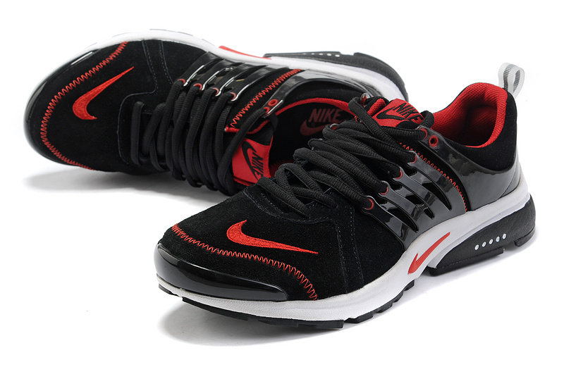 Women Nike Air Presto Suede Black Red White Sport Shoes - Click Image to Close