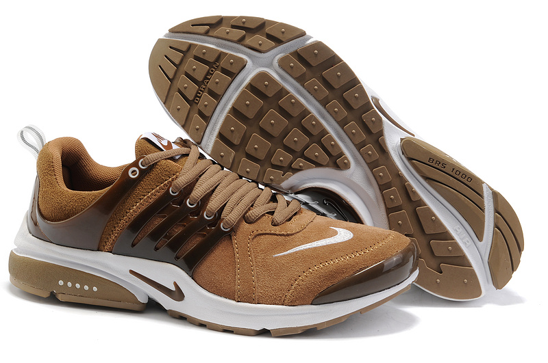 Women Nike Air Presto Suede Brown White Sport Shoes