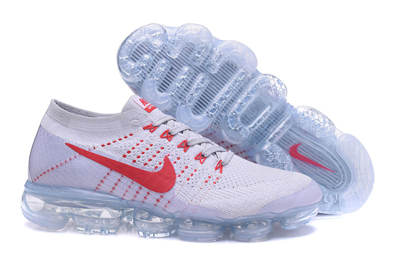 Nike Air VaporMax Flyknit White Red Shoes - Click Image to Close