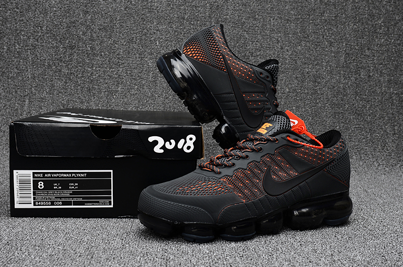 Nike Air Vapormax Flyknit Black Orange Shoes - Click Image to Close