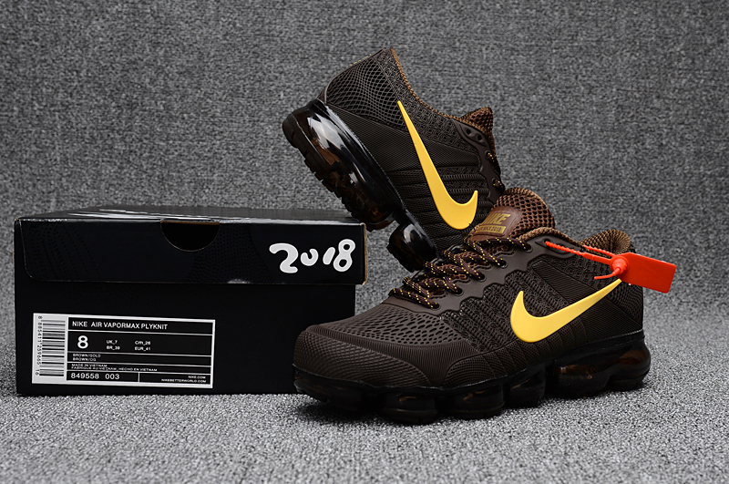 Nike Air Vapormax Flyknit Brown Yellow Shoes - Click Image to Close