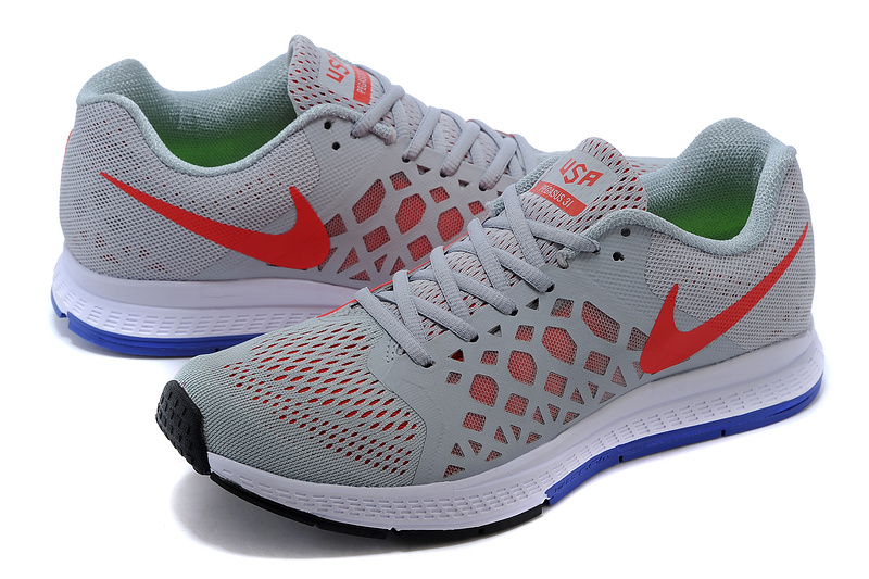 Nike Air Zoom Pegasus 31 Grey Red Blue Running Shoes - Click Image to Close