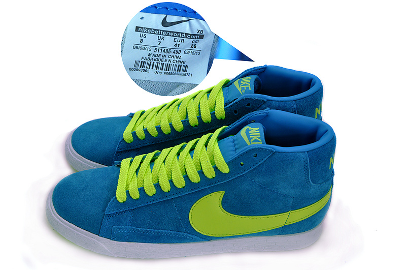 Nike Blazer 1 High Blue Volt Men's Shoes - Click Image to Close