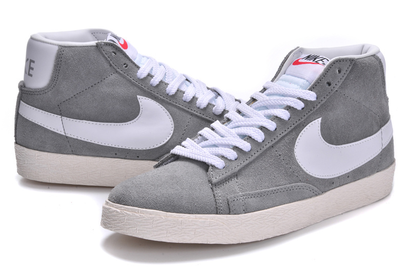 Nike Blazer 1 High Grey White Women's Shoes - Click Image to Close