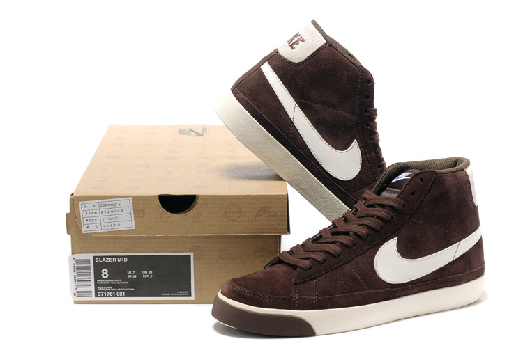 Nike Blazer 2 High Dark Brown White Shoes - Click Image to Close