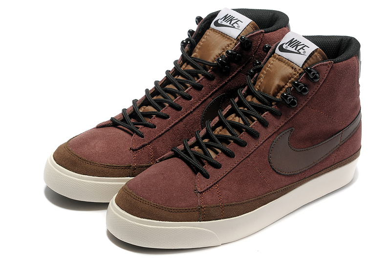 Nike Blazer 2 High Suede Coffe Red Black Shoes - Click Image to Close