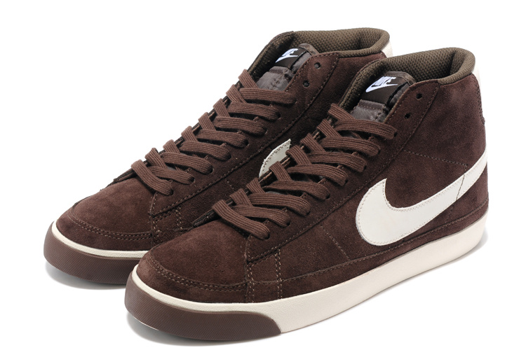 Nike Blazer 2 High Suede 1689 Dark Brown White Shoes - Click Image to Close