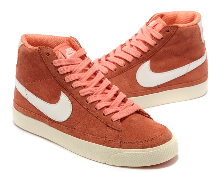 Nike Blazer 2 High Suede 1689 Reddish Orange White Shoes - Click Image to Close
