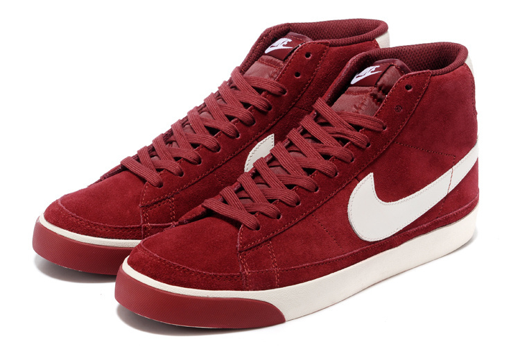 Nike Blazer 2 High Wine Red White Shoes - Click Image to Close